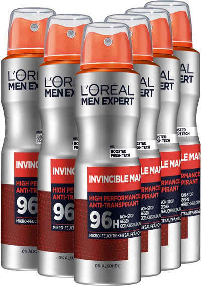 L'ORÉAL PARIS MEN EXPERT Deo-Spray »Deo Spray Invincible Man 96h«, Packung, 6-tlg.