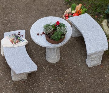 Dehner Gartenbank 2-Sitzer, 100 x 40 x 45 cm, Granit, grau, robuste und klassisch schöne Sitzbank mit gebogener Sitzfläche