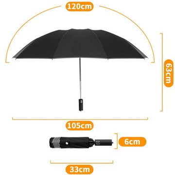 AOYATE Taschenregenschirm Groß Sturmfest, Umgekehrter Faltschirm für Herren und Damen, 210T Teflon-Beschichtung 105 cm Spannweite 12 Rippen Schirm