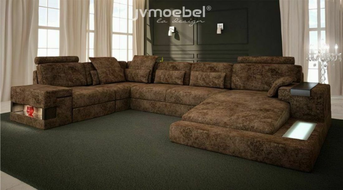 JVmoebel Ecksofa Ecksofa U-Form Sofa Couch Design Couch Textil Wohnlandschaft, Made in Europe