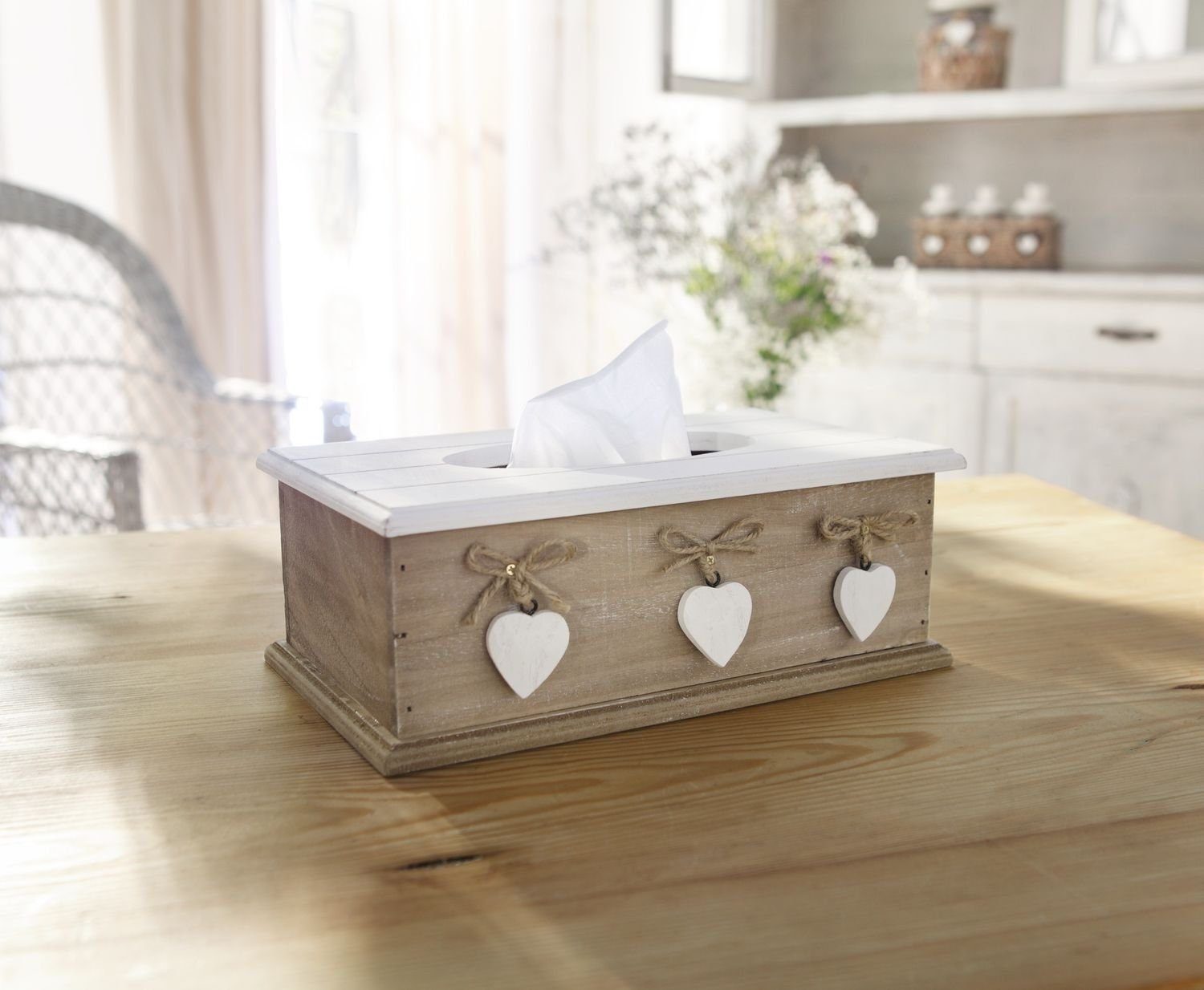 Home-trends24.de Aufbewahrungsbox Tissue Kosmetikbox Aufbewahrungsbox Landh günstig online kaufen