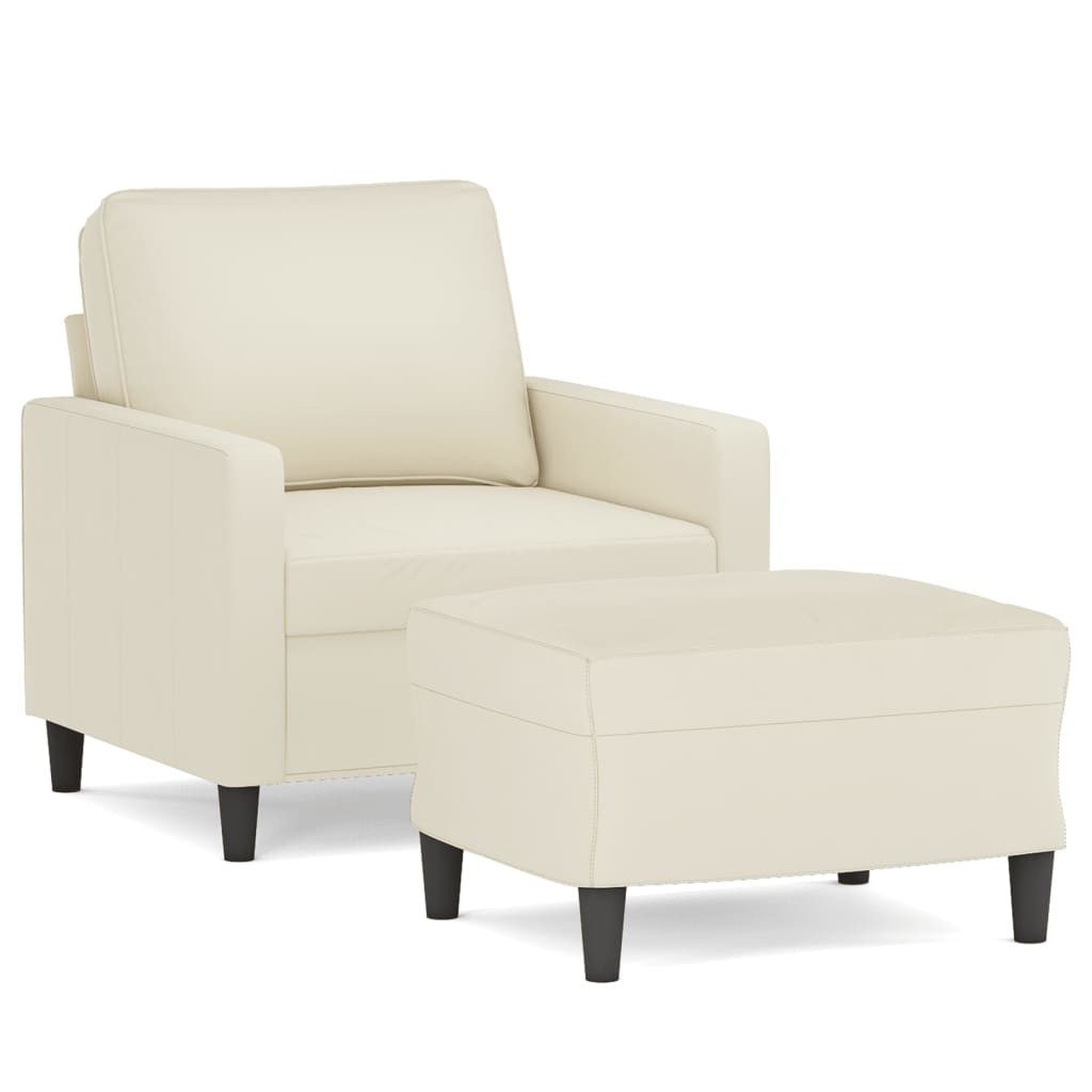 vidaXL Sofa Sessel mit Hocker Creme günstig online kaufen