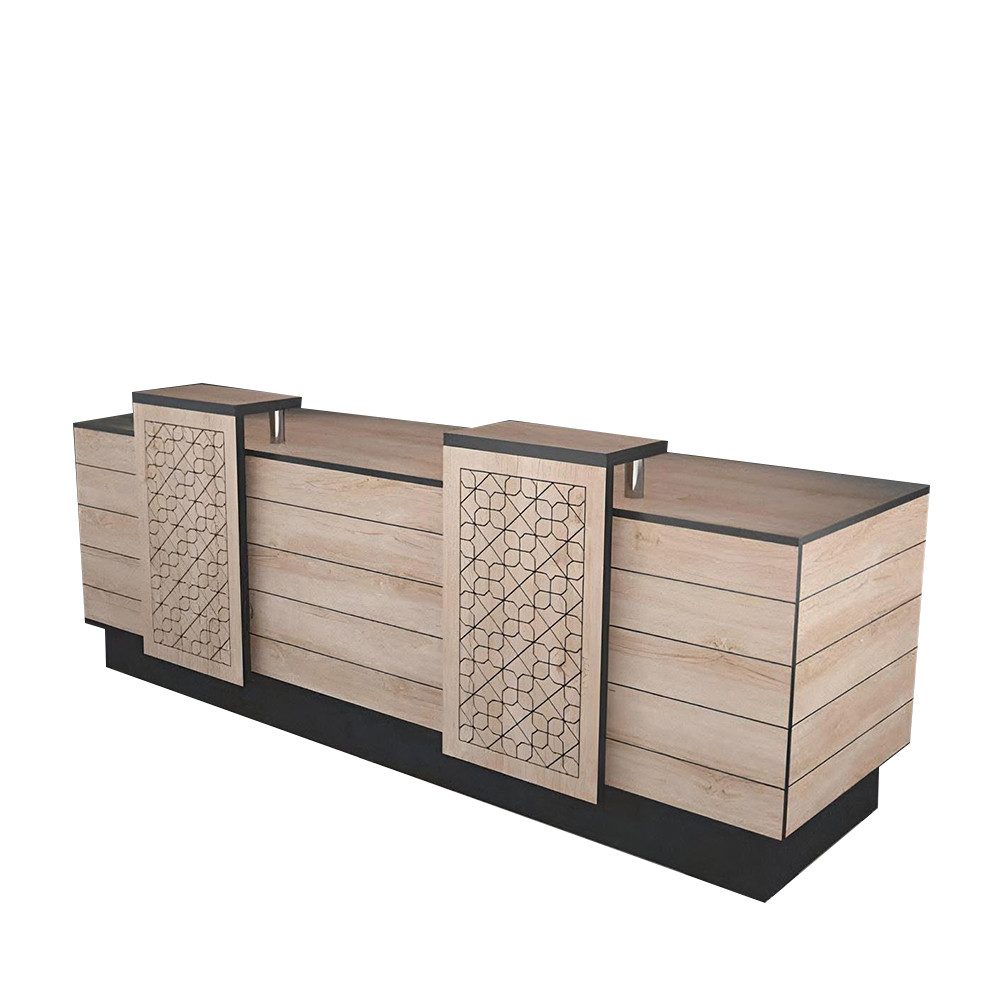 JVmoebel Empfangstheke Empfangsschalter aus Holz in Braun für Büro und Hotel (1-St., 1x nur Empfangstheke ohne Sessel), Made in Europa