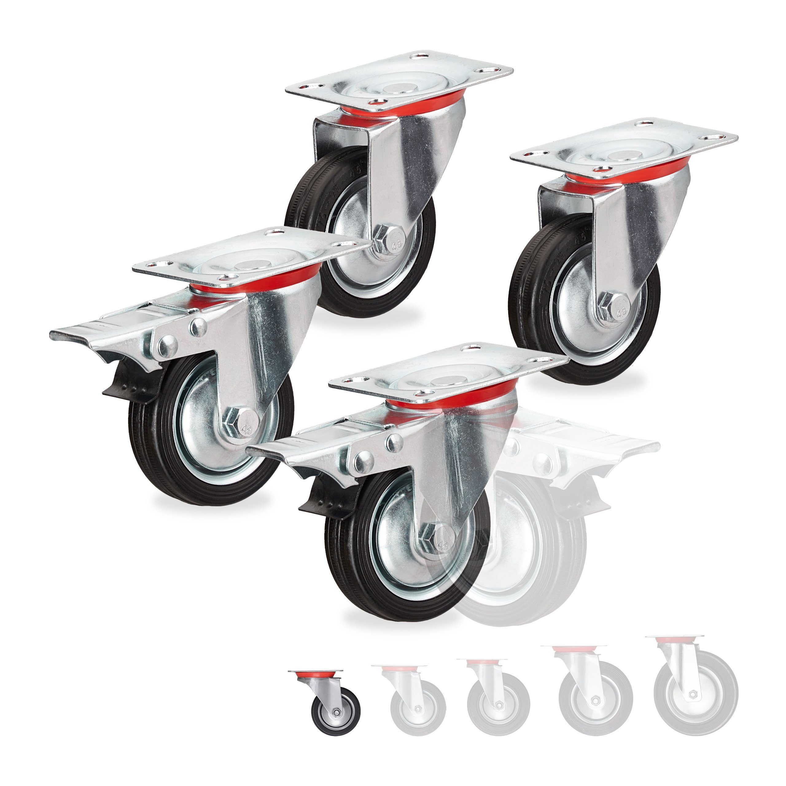 relaxdays Schwerlastregal Schwerlastrollen 4er Set, 75 mm günstig online kaufen