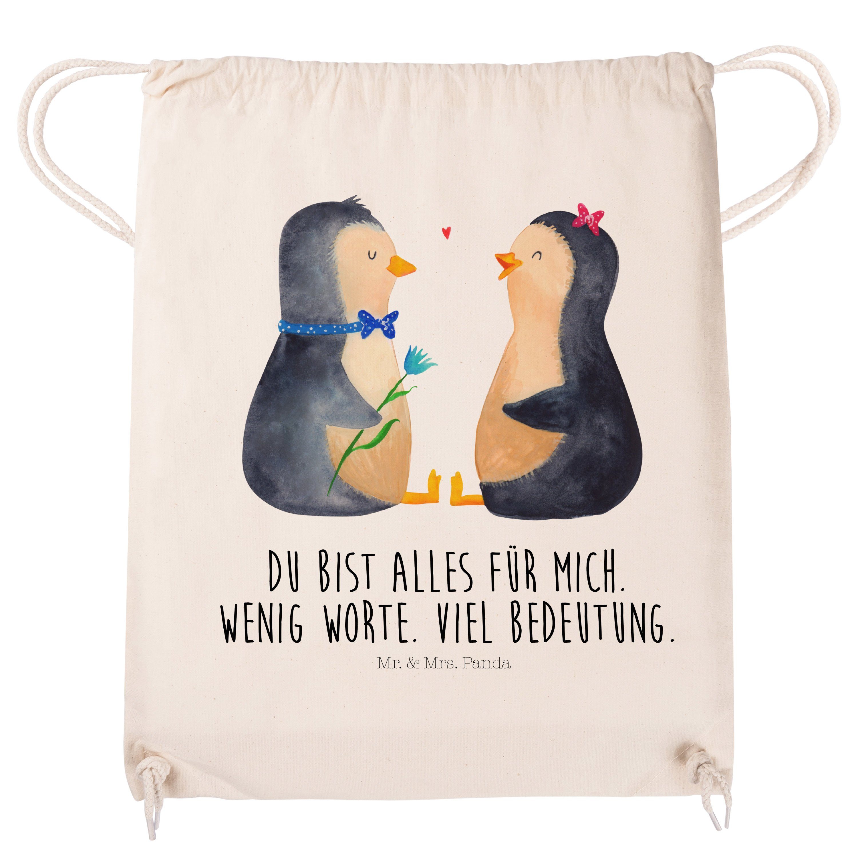 Mr. & Mrs. (1-tlg) Pinguin Transparent Panda Sporttasche Geschenk, verknallt, glü - Pärchen Sporttasche, 