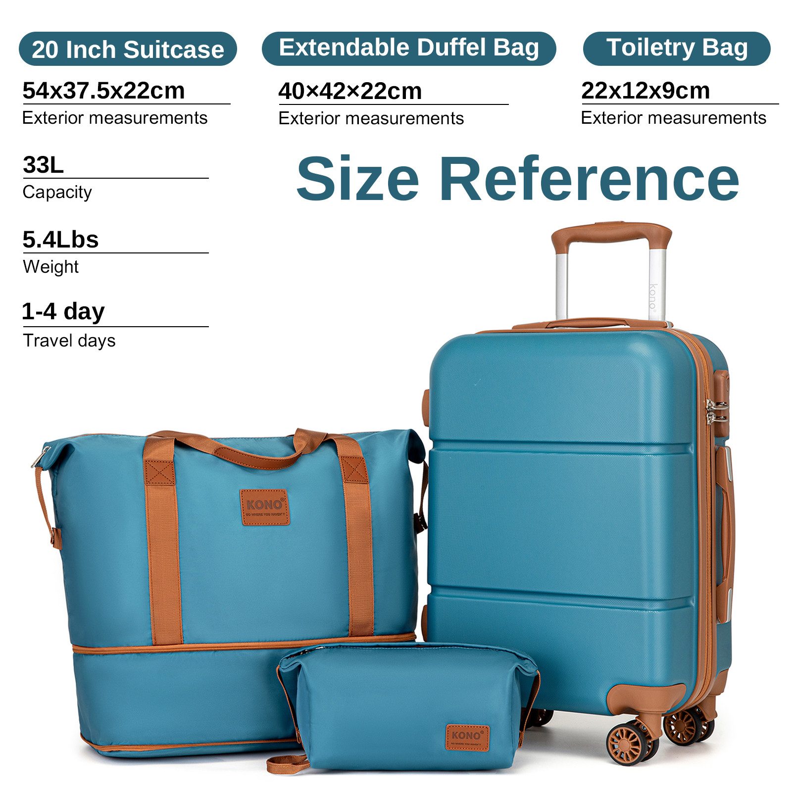 KONO Trolleyset 4 Rollen, (3 tlg), günstig online kaufen