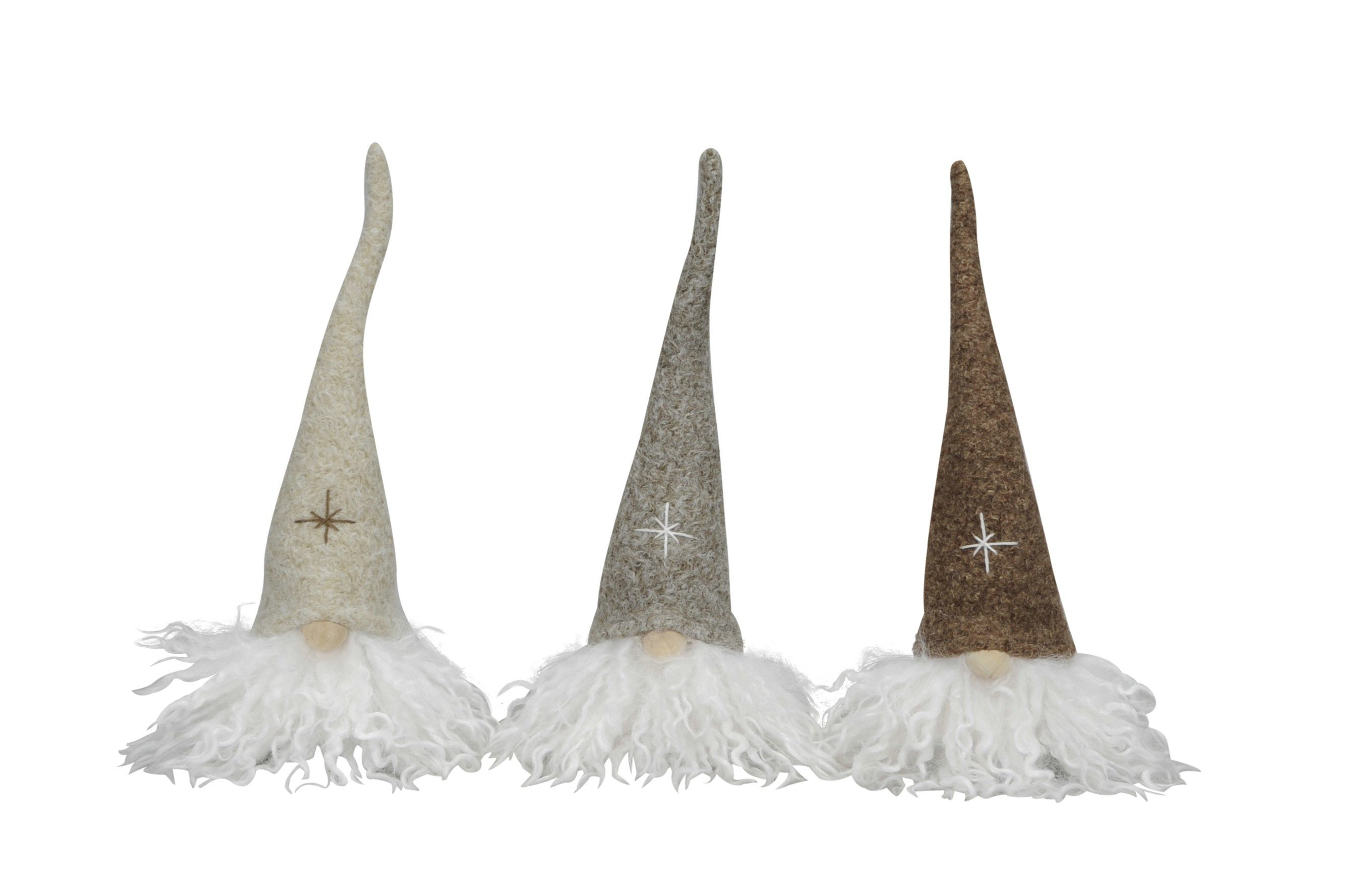 finehomegarden Імп Weihnachtswichtel Ø7cm H27cm Polyester/Stoff 3farbig sort. Імп (Set, 3 St., 3er Set), Weihnachtsdeko creme/natur/braun Herbst Weihnachten Skulptur Figur