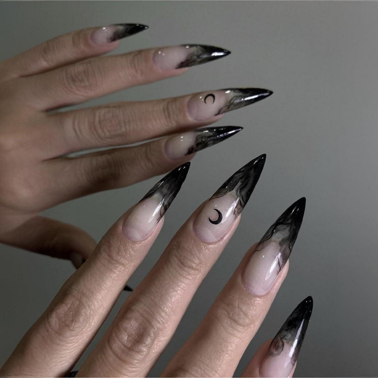 LuxusKollektion Kunstfingernägel Künstliche Fingernägel Stiletto Schwarz Halloween Gothic AG2