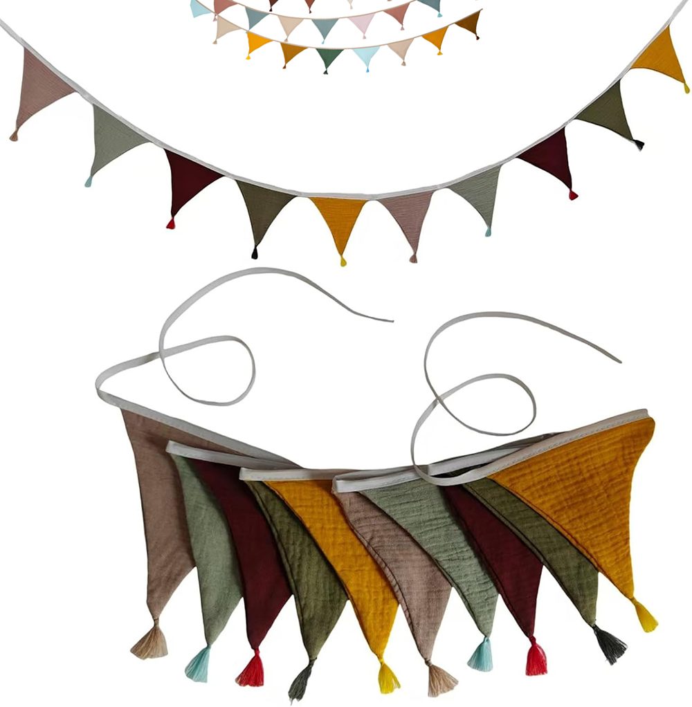 Bomiclss Wimpelkette Outdoor-Wimpelkette, bunt, Stoffgirlande für draußen, Kinderzimmer, Babyzimmer, Bett, Hausbett, Wanddekoration,Deko zum Aufhängen