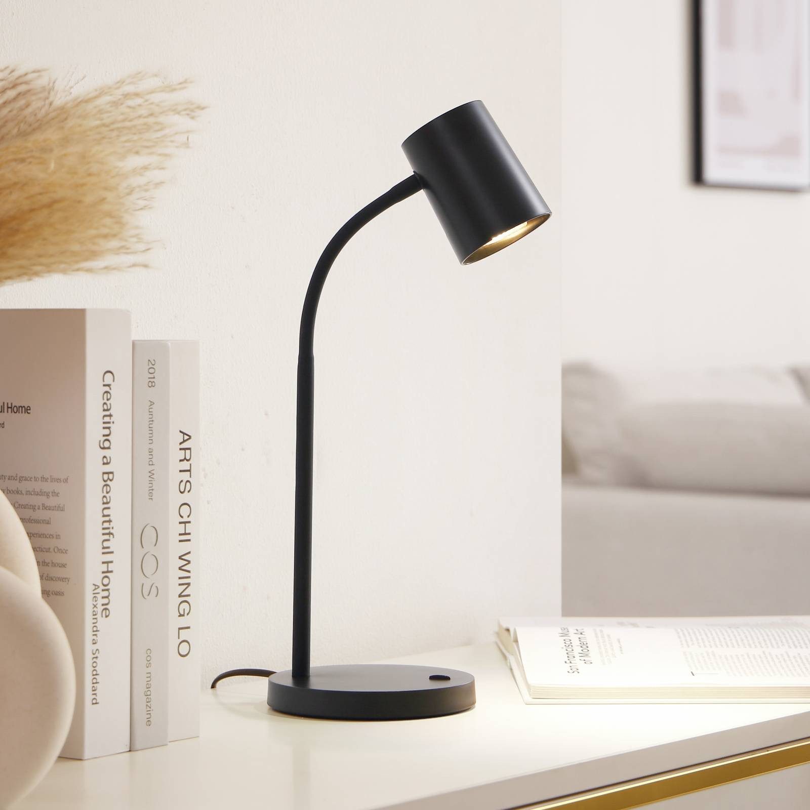 Lindby Schreibtischlampe Radka, Kunststoff Schwarz IP20, 1 x 10 W LED