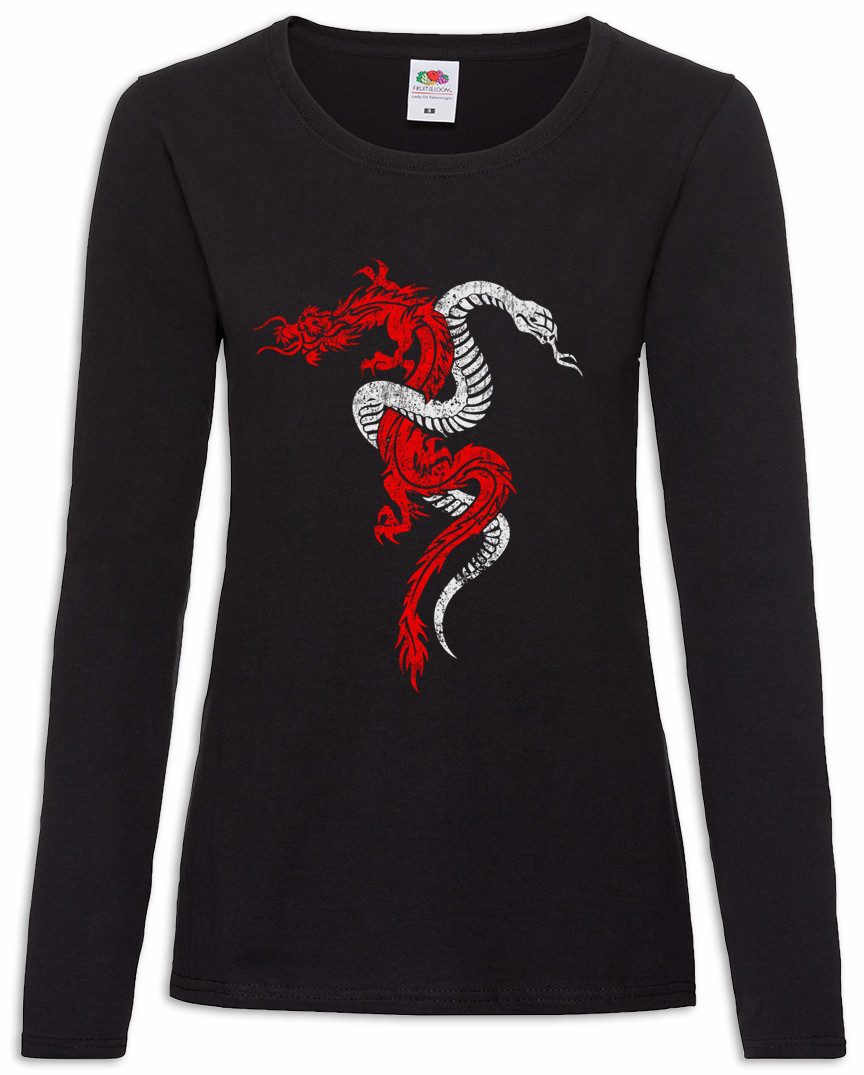 Urban Backwoods Langarmshirt Dragon & Snake Sign Damen Langarmshirt Serpent Drache Schlange Tattoo (1-tlg) RPG Dungeons Role Play
