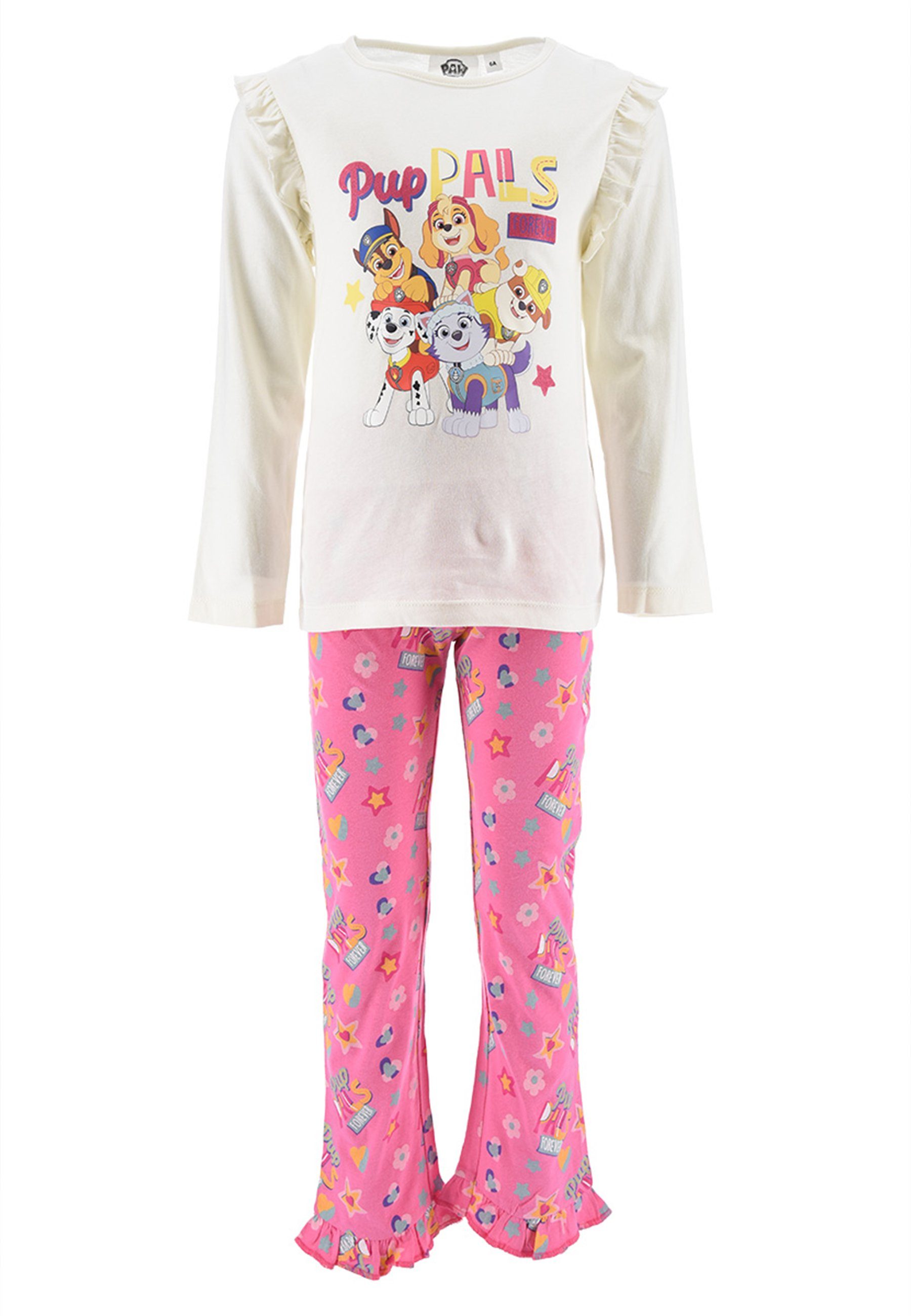 PAW PATROL Schlafanzug Skye Kinder Mädchen Pyjama langarm Nachtwäsche (2 tlg) Weiß