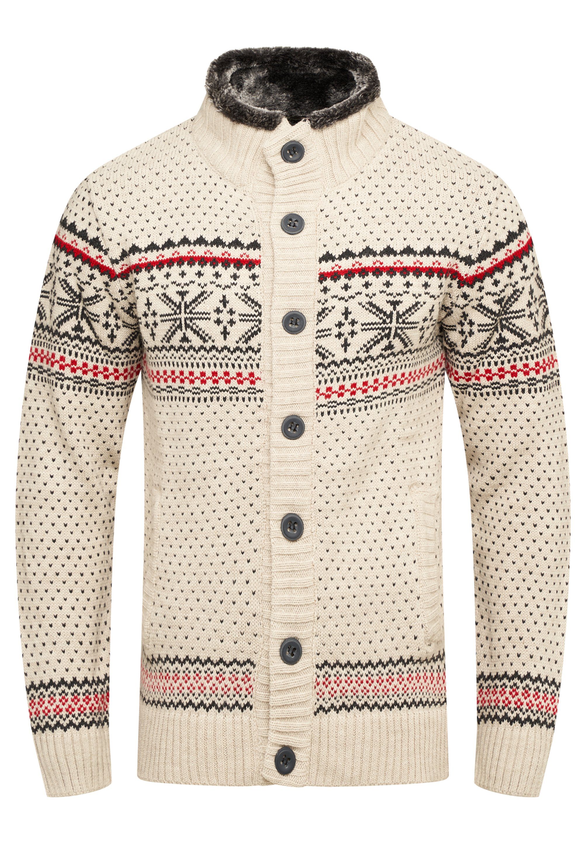 behype Cardigan BKIANA Strickjacke Grobstrick Norweger-Muster Strickpullover