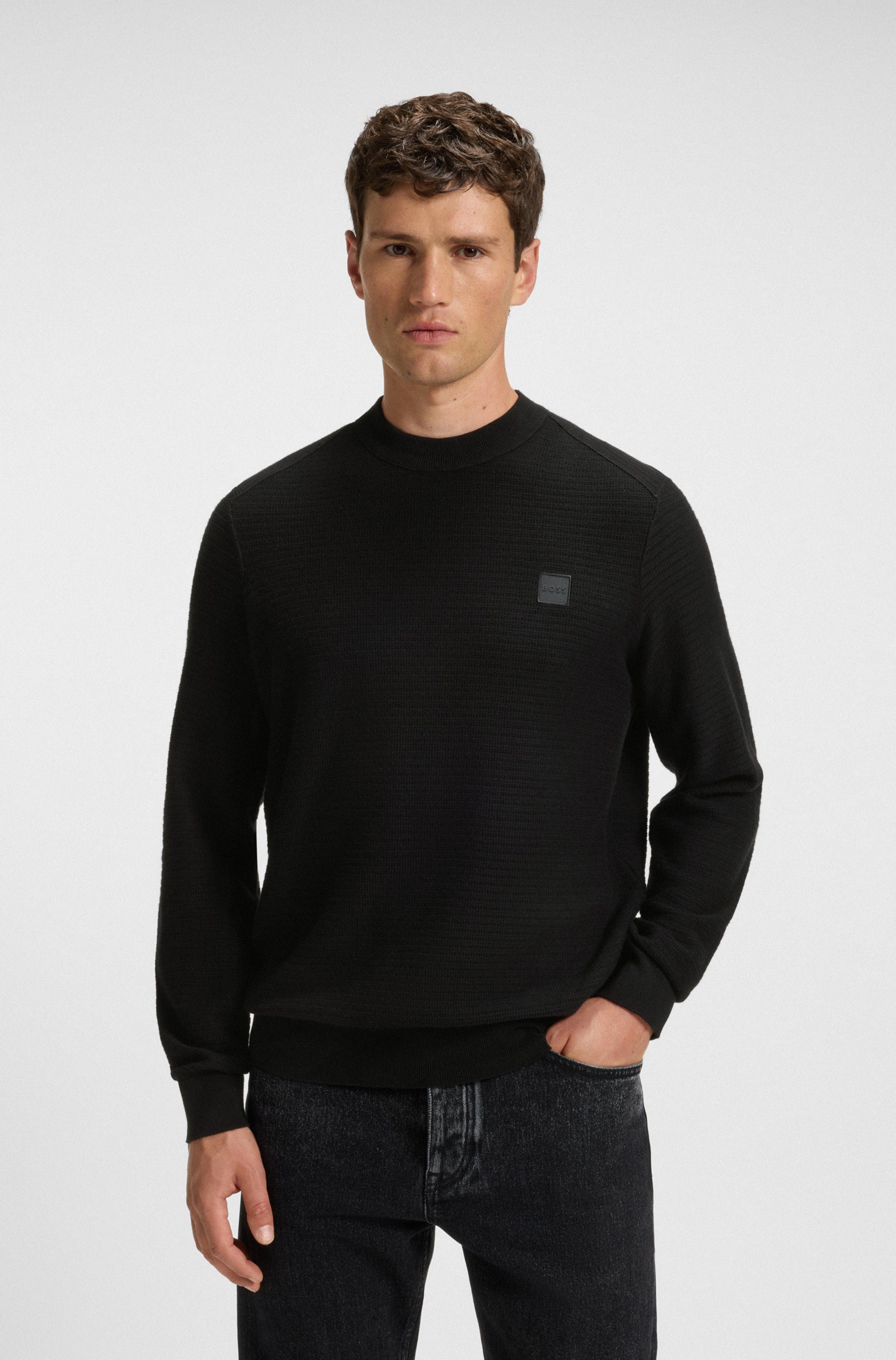 BOSS ORANGE Strickpullover Anion mit BOSS-Badge günstig online kaufen