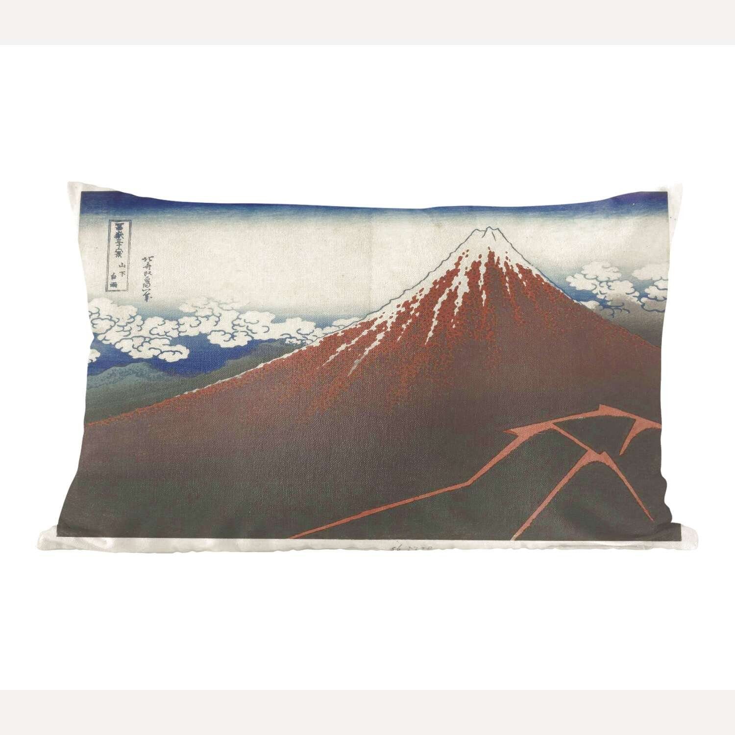 MuchoWow Dekokissen Regensturm am Fuße des Berges Fuji - Gemälde von Katsushika Hokusai, Wohzimmer Dekoration, Zierkissen, Dekokissen mit Füllung, Schlafzimmer