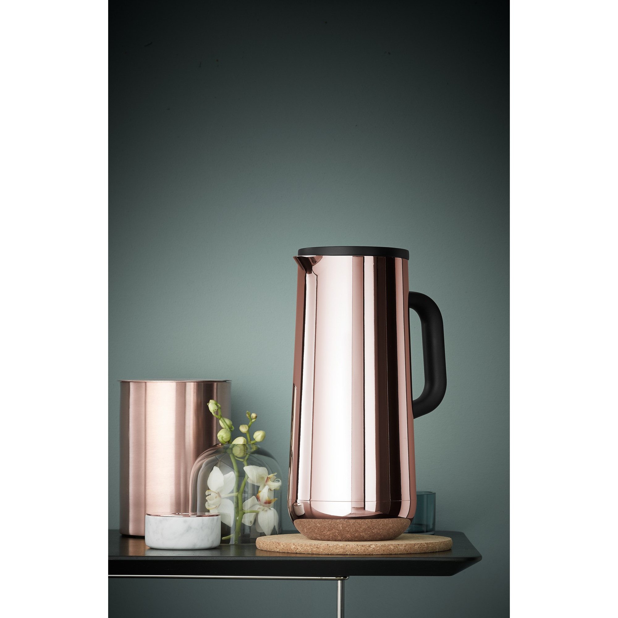 WMF Isolierkanne Impulse Isolierkanne Tee, 1,0 l, Kupfer, 1 l, (1x Kanne mit Glaseinsatz und Druckverschluss für Kaffee oder Tee (Füllmenge 1l/ 30 oz, Höhe 23,4 cm, Ø 19 cm), 1-St., 1x Kanne mit Glaseinsatz und Automatikverschluss)