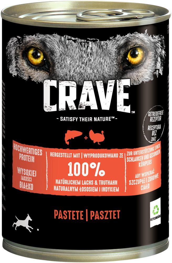 CRAVE CRAVE™ Hund Dose mit Lachs und Truthahn 400g, Nassfutter für: Hunde