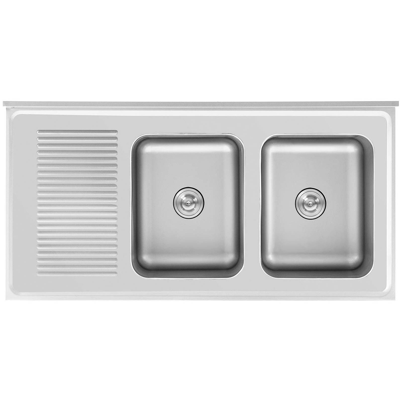 Royal Catering Spülenschrank 140 x 70 x 95 cm Spülenunterschrank Edelstahl 2 Becken je 50x40x30 cm verschiedene Größen – Bild 4 von 5