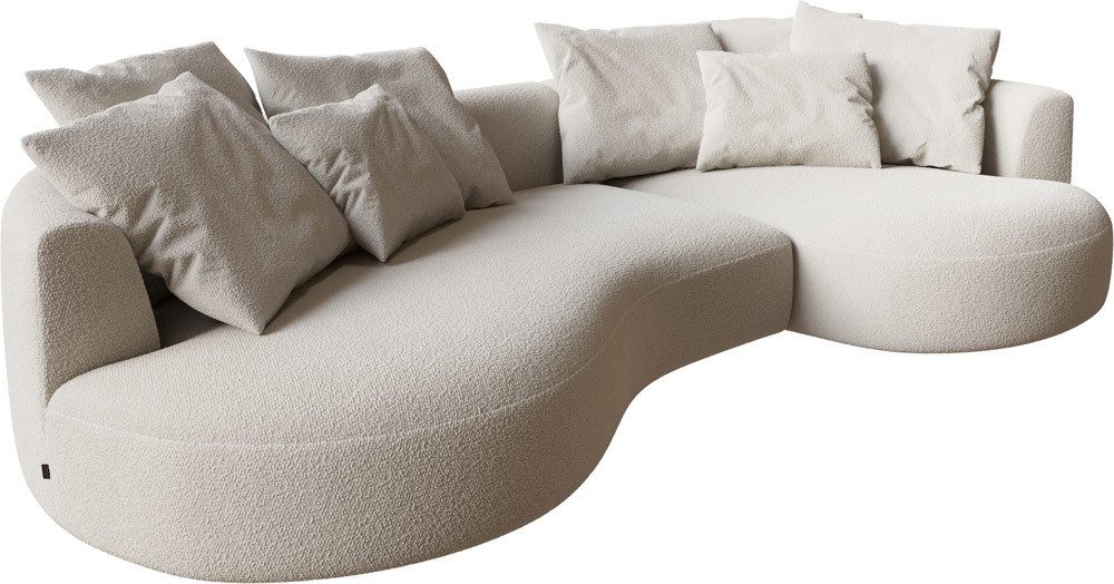 DELIFE Big-Sofa Edina, Bouclé Creme-Weiß 330x170 cm