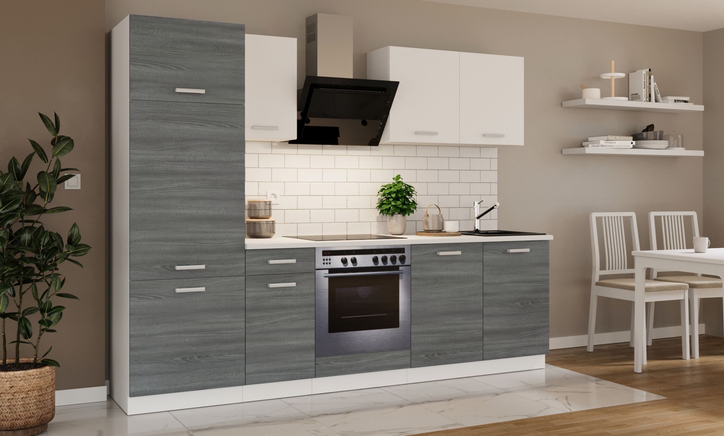 Küchen-Preisbombe Küchenzeile Toni 260 cm Küche Küchenblock Singleküche Ein günstig online kaufen