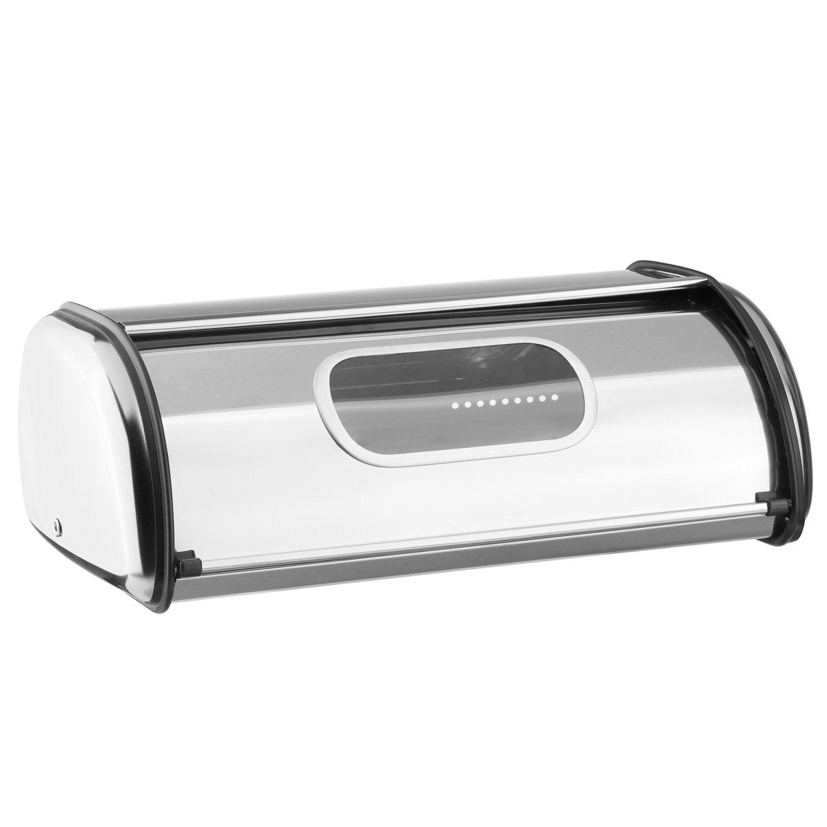 GAUMENKICK Brotkasten Brotkasten Edelstahl Schiebetüre mit Sichtfenster 35,5 x 23 x 14,5cm, Edelstahl