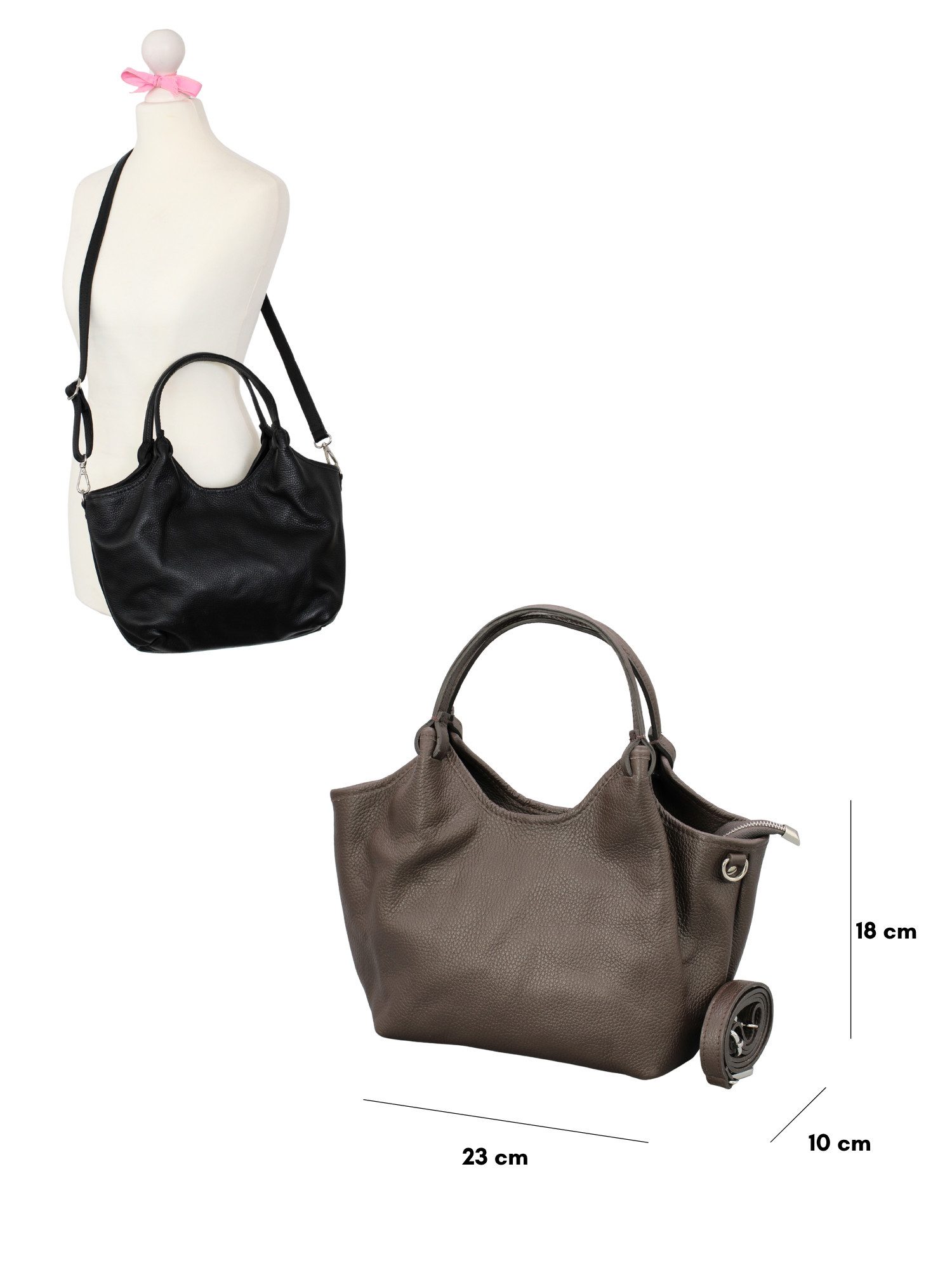 Adel Bags Schultertasche MARLIS Umhängetasche für Damen, Handtasche Echtleder