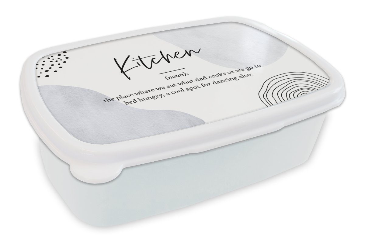 MuchoWow Lunchbox Sprichwörter - Küche - Papa - Zitate - Definition Küche, Kunststoff, (2-tlg), Brotbox für Kinder und Erwachsene, Brotdose, für Jungs und Mädchen weiß