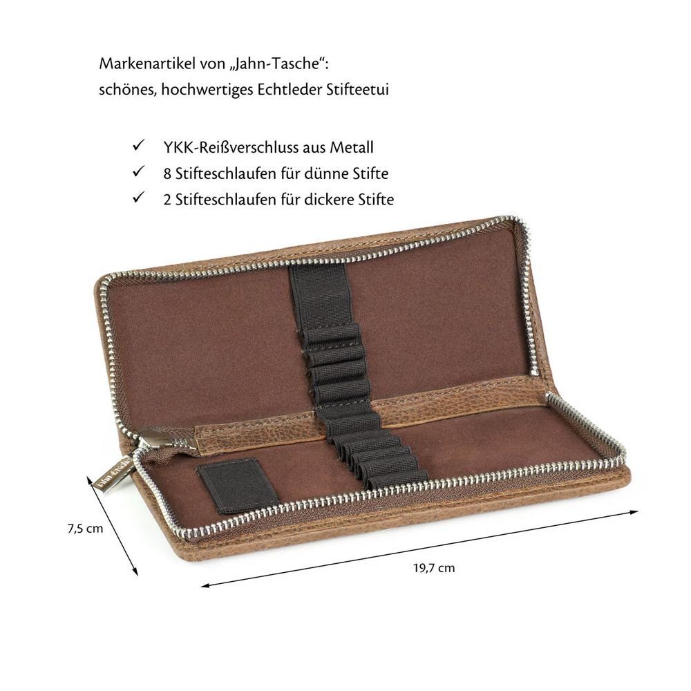 Jahn-Tasche Pencilbag Kleines Jahn-Tasche Cognac Stifte-Etui Leder Gr. 012 / Federmäppchen M