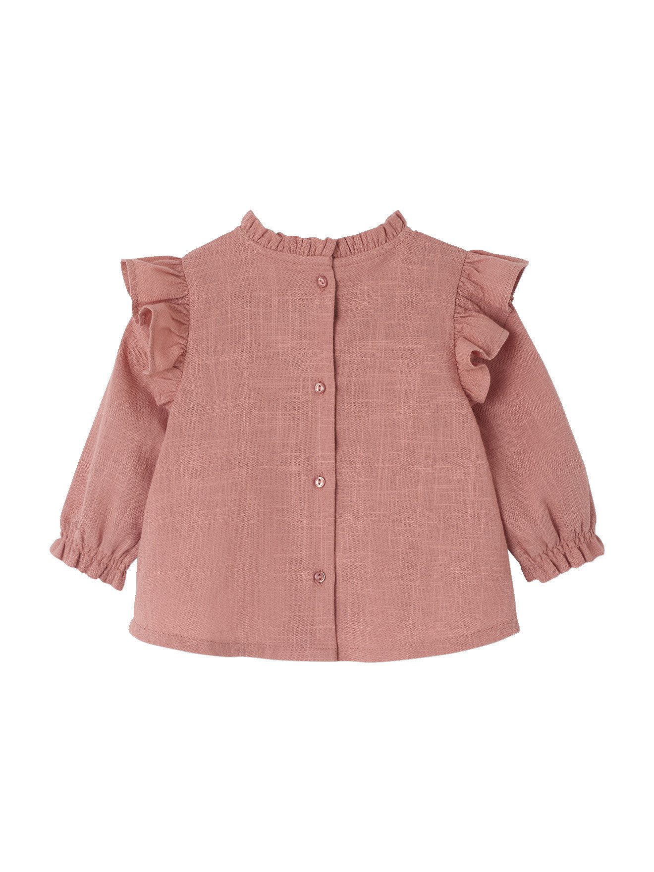 vertbaudet Langarmhemd Mädchen Baby Bluse mit Volants, Struktureffekt Volant