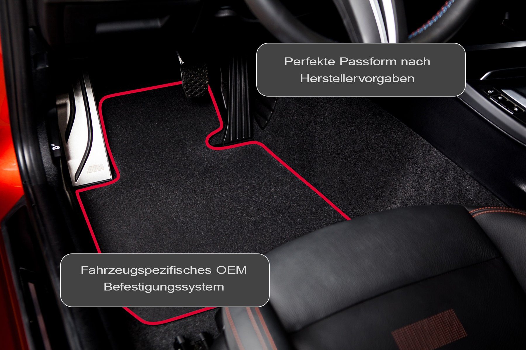A8 Automatten 4E 2002-2010 Audi Auto-Fußmatten A50 Set tuning-art Rot D3 passgenau für