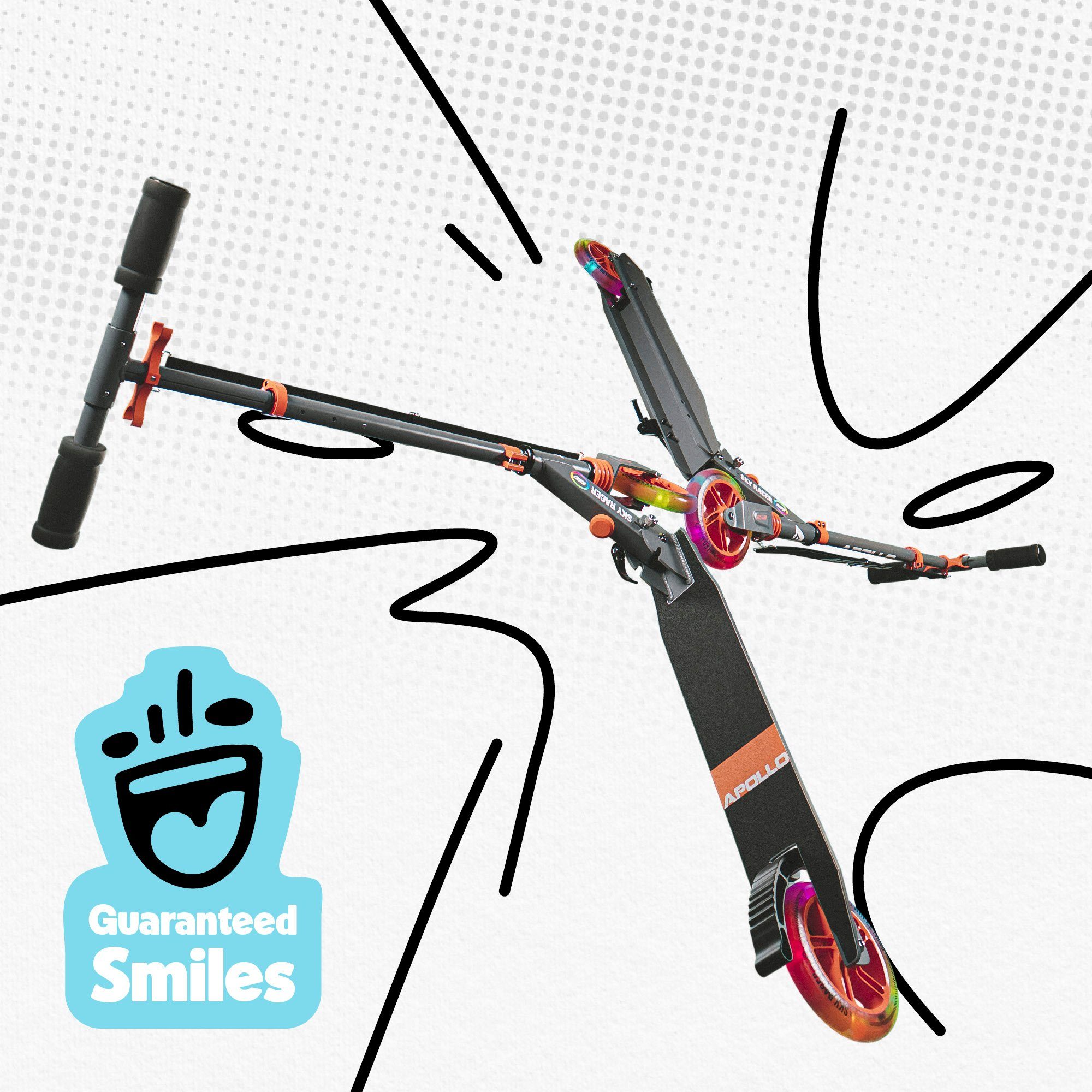 Apollo Cityroller Skyracer LED City Scooter Kinder, Tretroller mit Federung, klappbarer Kinderroller, höhenverstellbar – Bild 5 von 5