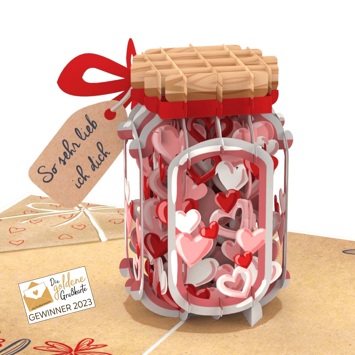 papercrush Geburtstagskarte So sehr lieb ich dich Pop-Up Karte