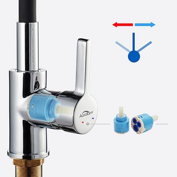 Auralum Spültischarmatur Hochdruck Küchenarmatur Wasserhahn mit 360° Flexibel Mischbatterie