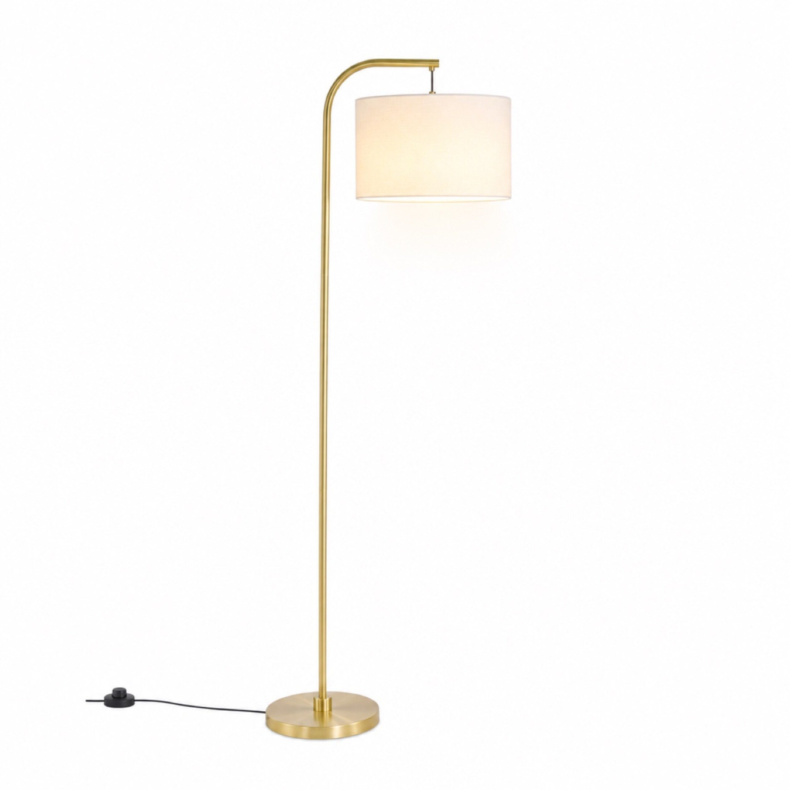 relaxdays Bogenlampe Bogen-Stehlampe mit Stoffschirm, Neigbarer Lampenschirm und praktischer Fußschalter, Kein Leuchtmittel enthalten