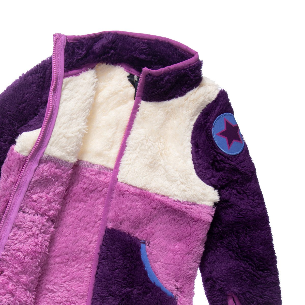 Villervalla Fleecejacke Colorblock Unisex Kinder Strickjacke, Übergangsjacke, Sweatjacke, Outdoorjacke, Wanderjacke