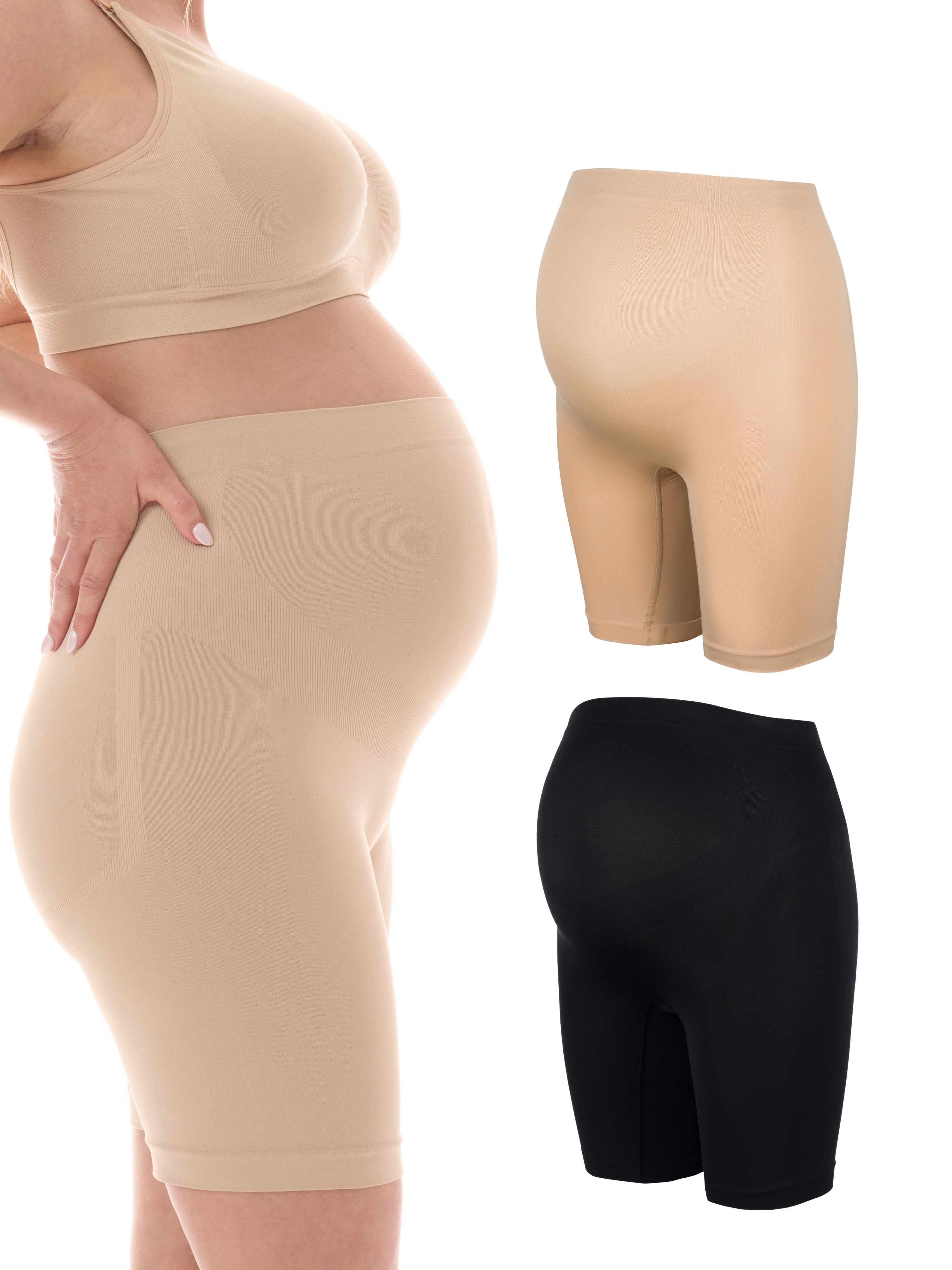 Herzmutter Umstandsslip Nahtlos - Schwangerschaftsslip Stützend - Langbein (Packung, 2-St)