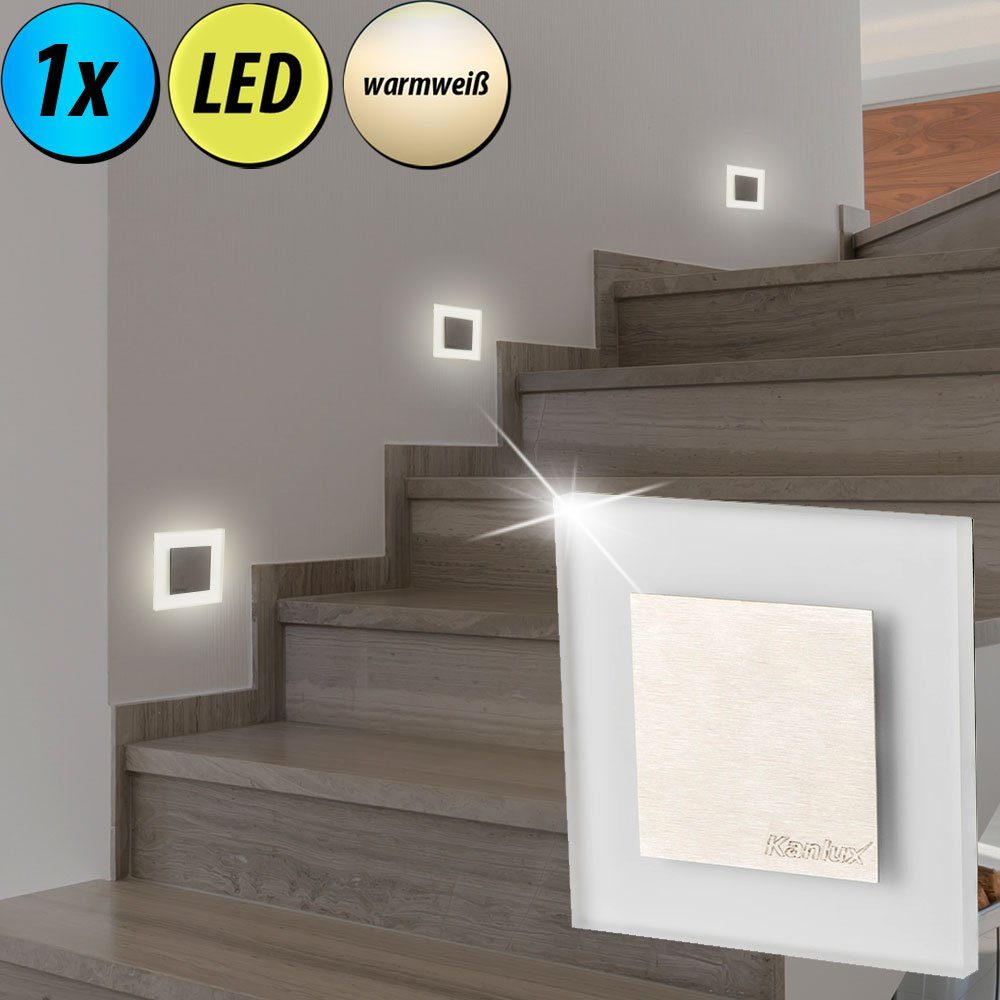 etc-shop LED Einbaustrahler, LED-Leuchtmittel fest verbaut, Warmweiß, LED  Wand Lampe Treppen Haus Stufen Beleuchtung Wohn Zimmer Zier Leuchte Stahl  gebürstet 23106