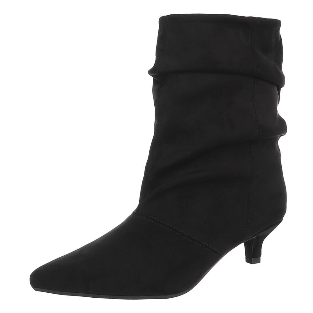 Ital-Design Damen Stiefelette mit Absatz und Spitzer Form Stiefelette (92268847) Pfennig-/Stilettoabsatz Stiefeletten in Schwarz