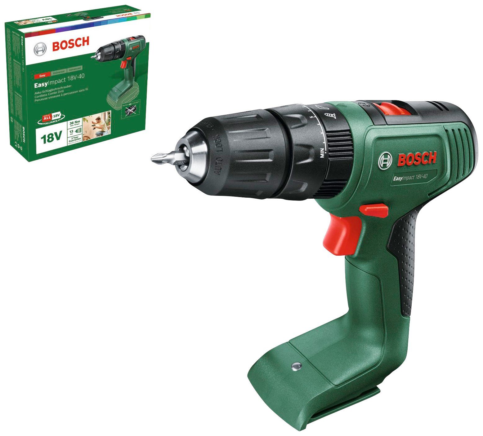 Bosch Home & Garden Akku-Schlagbohrschrauber EasyImpact 18V-40, ohne Akku und Ladegerät, 18 Volt System | Schlagschrauber