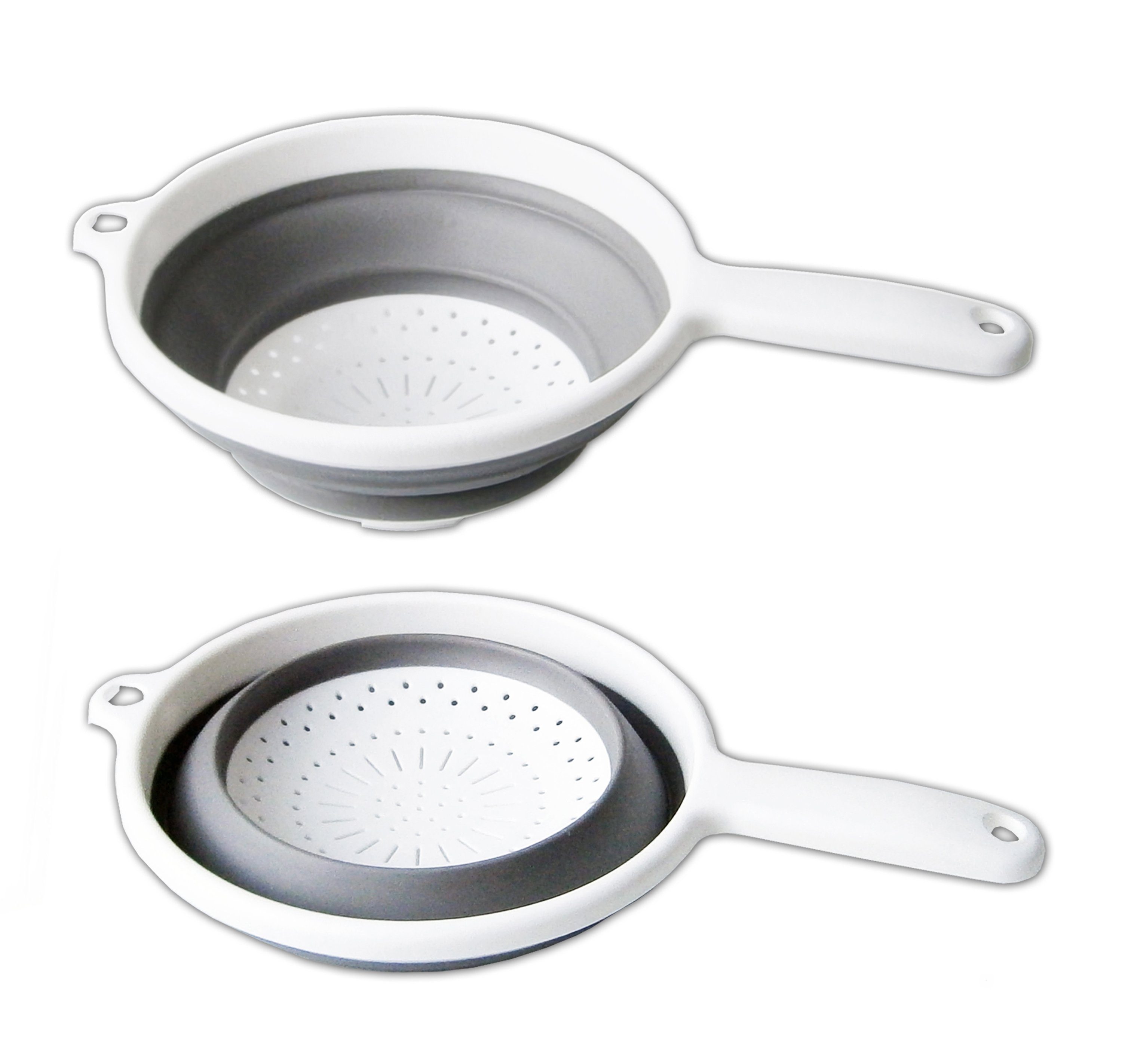 Arte Regal Seiher SEIHER faltbar Ø20cm Weiss/Grau Silikon Küchensieb Nudelsieb 16, Küchensieb Abtropfsieb Sieb
