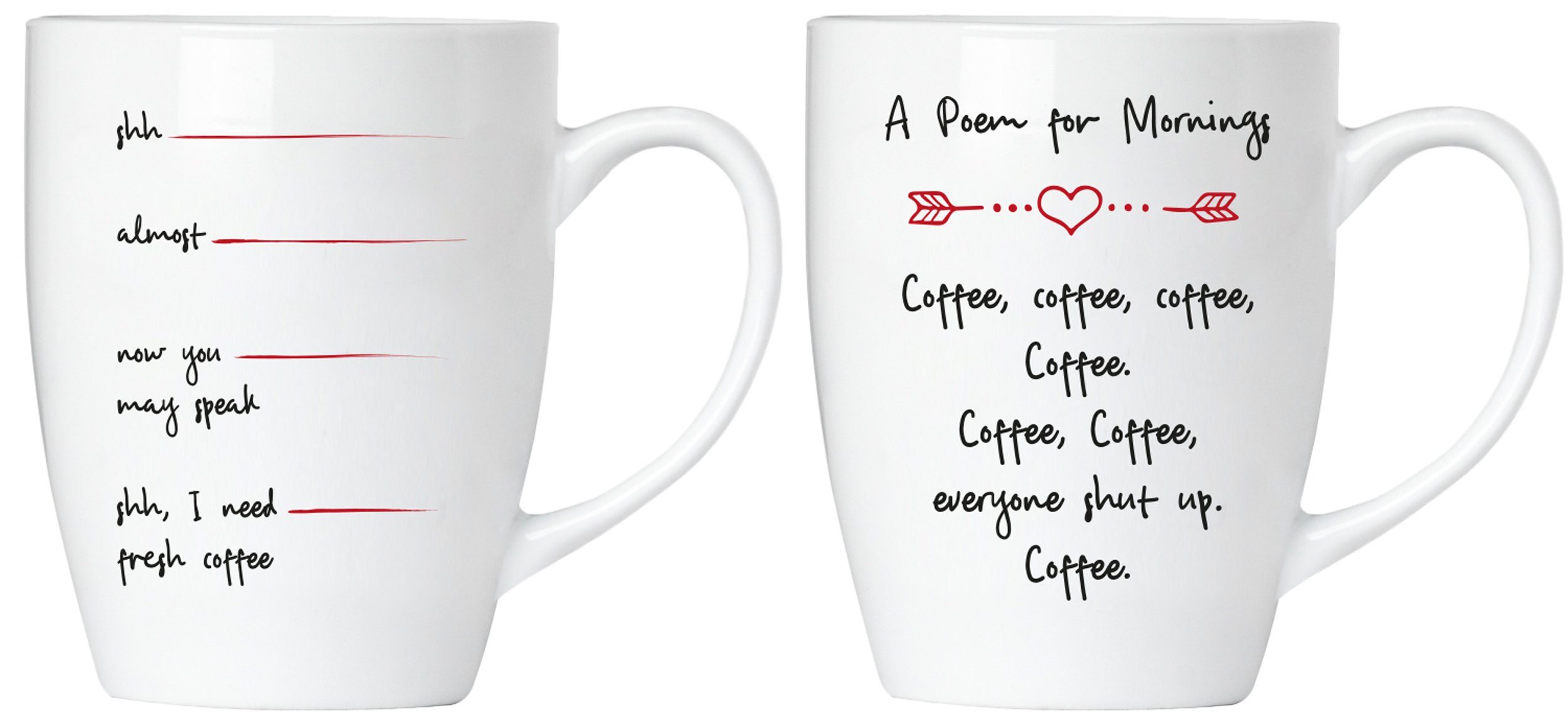 Tasse 2er-Set Motivtassen "A Poem..." und "shh -..."