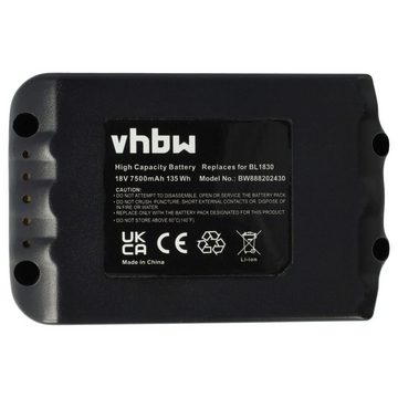 vhbw Ersatz für Makita BL1890B, BL1890, BL1860B, XRU02Z, LXT400 für Akku Li-Ion 7500 mAh (18 V)