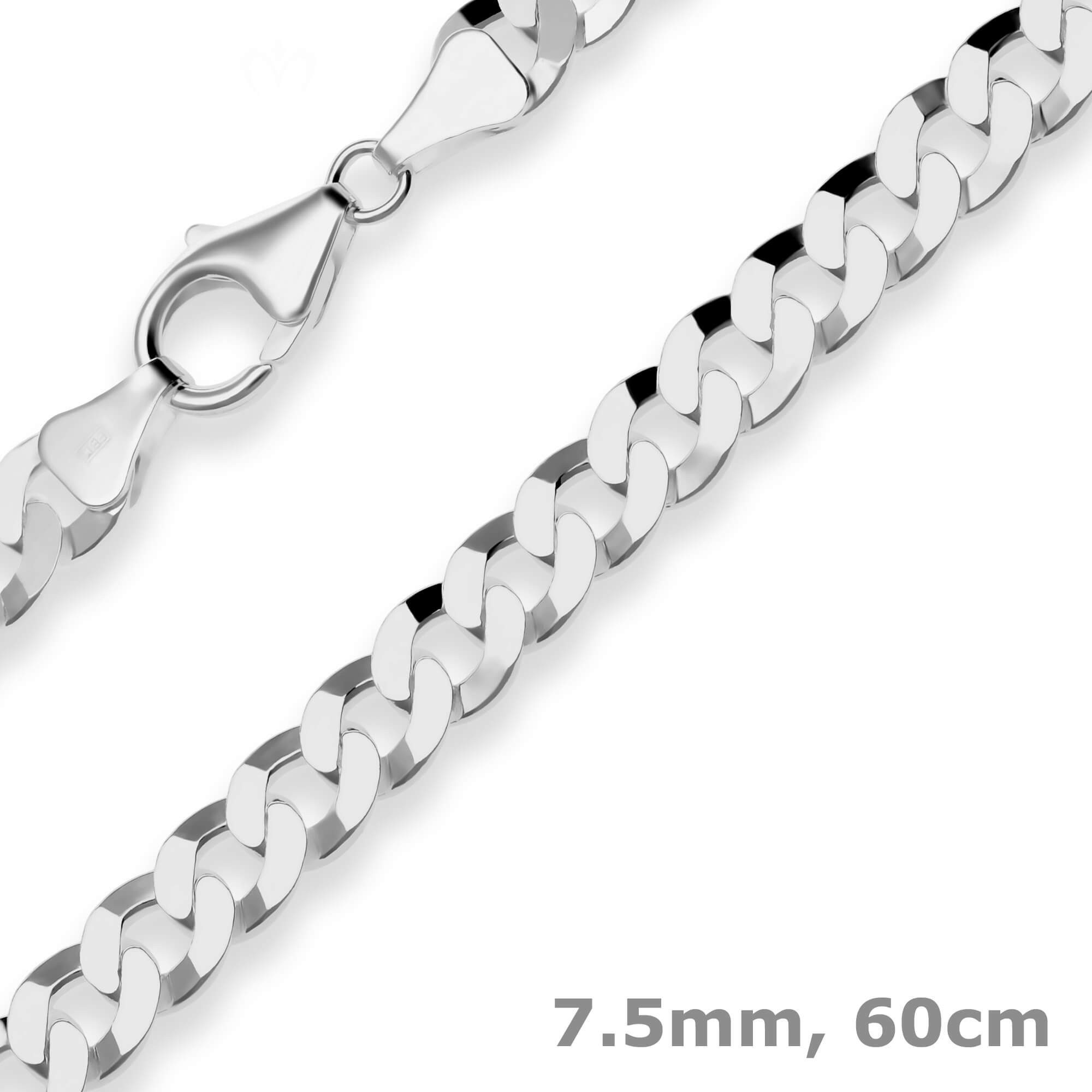 Panzerkette 7,5mm Panzerkette aus 925 Silber rhodiniert 60cm