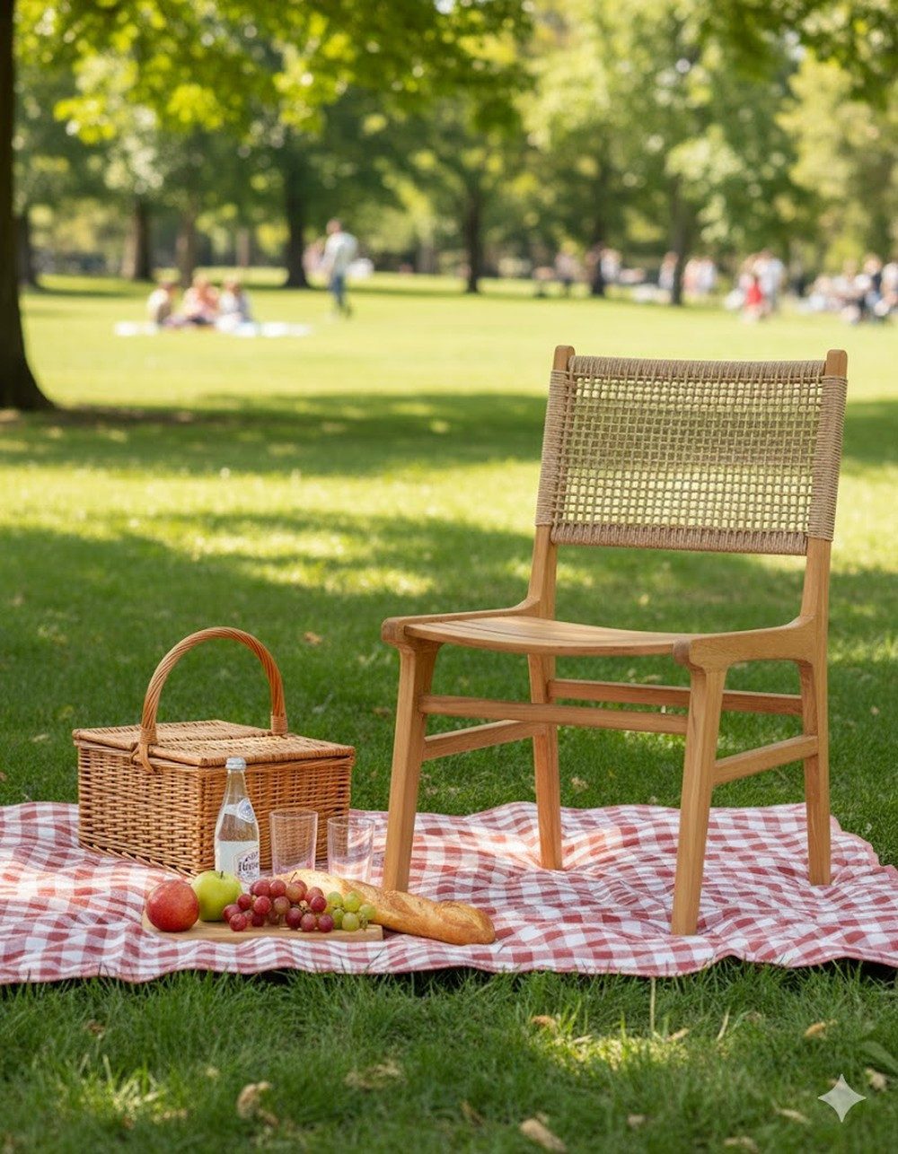 JVmoebel Gartenstuhl Eleganter Holz-Rattan-Stuhl für den Außenbereich