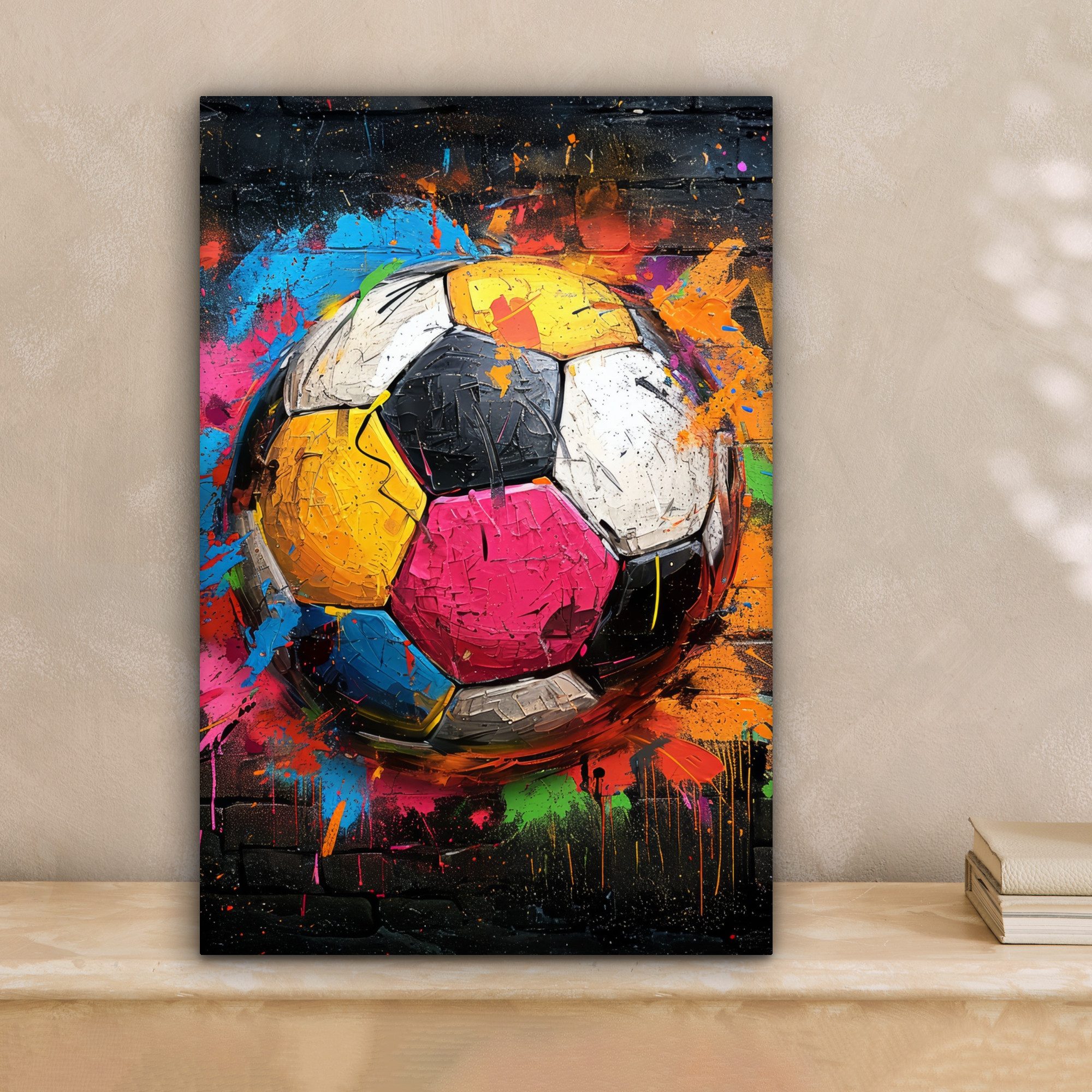 OneMillionCanvasses® Leinwandbild Graffiti - Fußball - Wand - Sport - Pop-A günstig online kaufen