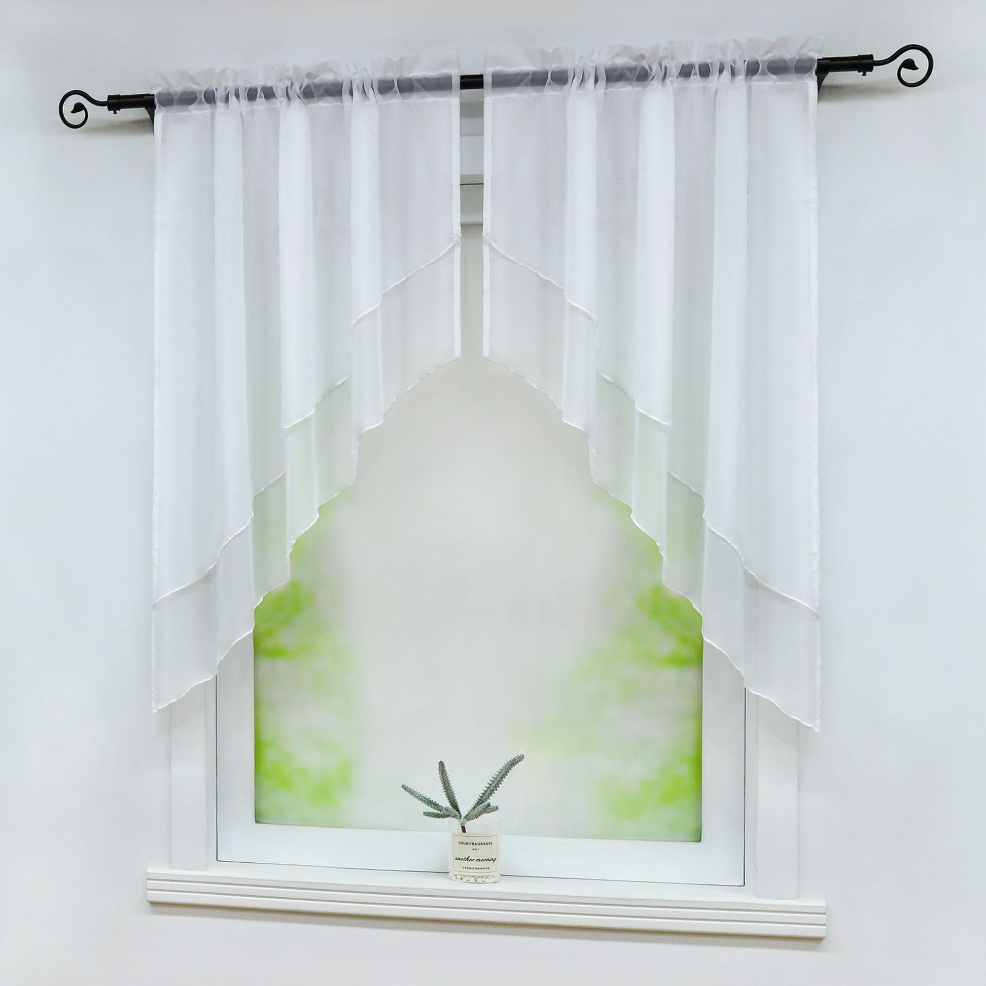 Delien Scheibengardine Beyza (2 St), Stangendurchzug, transparent, Zweifarb günstig online kaufen