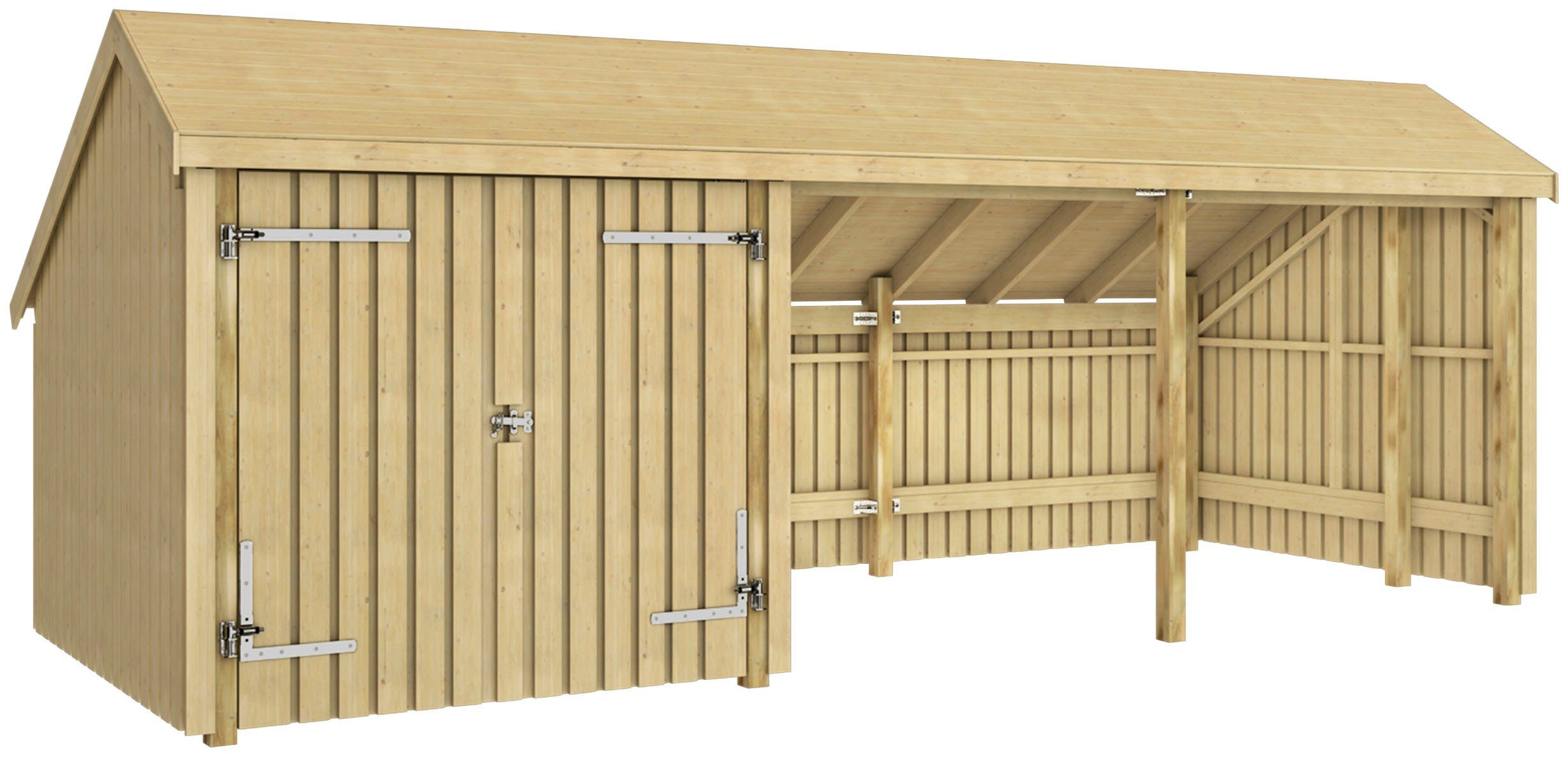 PLUS Gartenhaus Multi, BxT: 248x635 cm, (Packung), Gartenhaus 15,5 m² Doppeltür, Dachpappe/Aluleisten/H-Füße