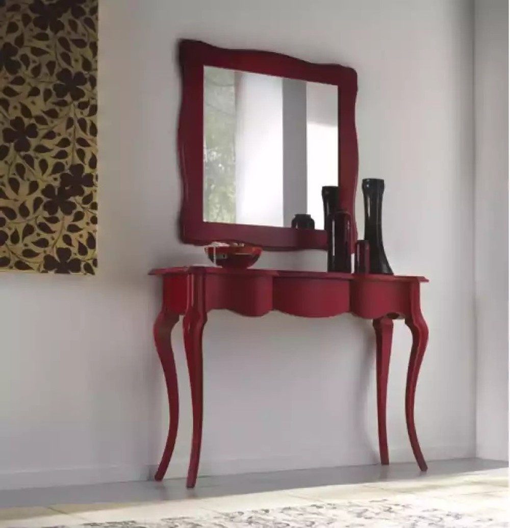 JVmoebel Konsolentisch Spiegelkommode Set 2-teilig im modernen italienischen Stil aus Holz (2-St., 1x Konsole + 1x Spiegel), Made in Europa