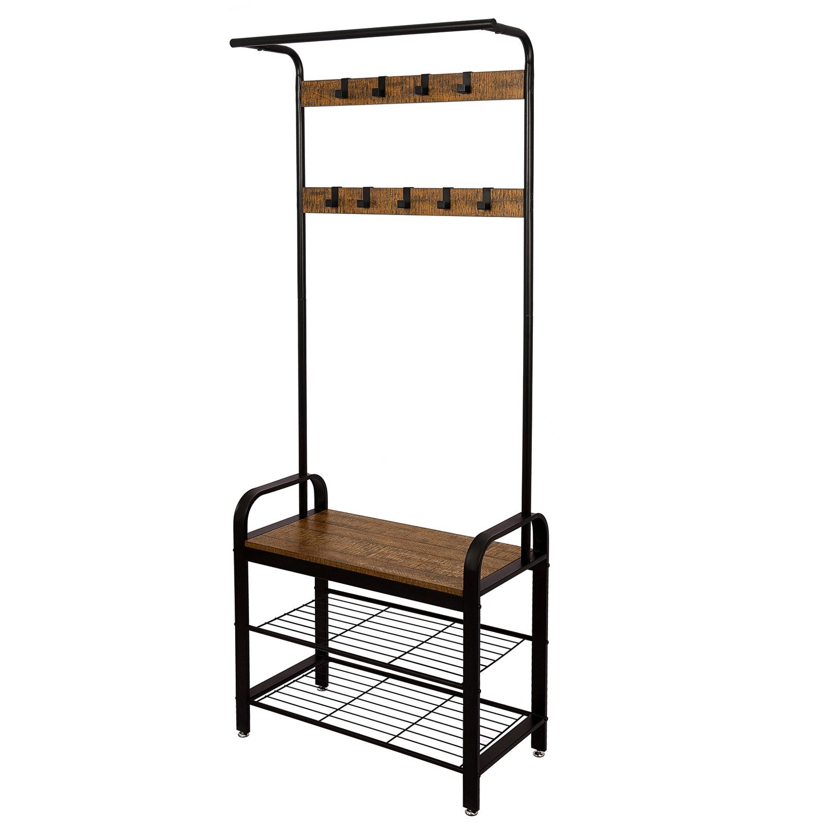 Mondeer Garderobenständer Kleiderständer, Schuhregal mit Sitzfläche, 9 Abne günstig online kaufen