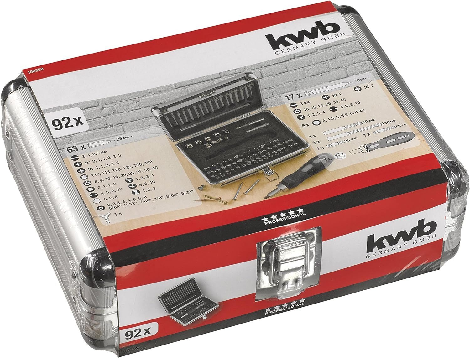 kwb Bit-Set, kwb Power Bit-Box 92-tlg 'inkl. Bits, Bithalter mit Dauermagnet, lange